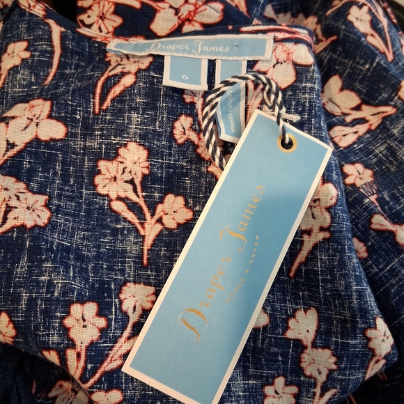 Draper James Blue Floral Linen Wrap Dress Size 0 NWT - Picture 6 of 10